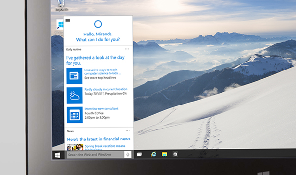 Cortana на ноутбуке с Windows 10